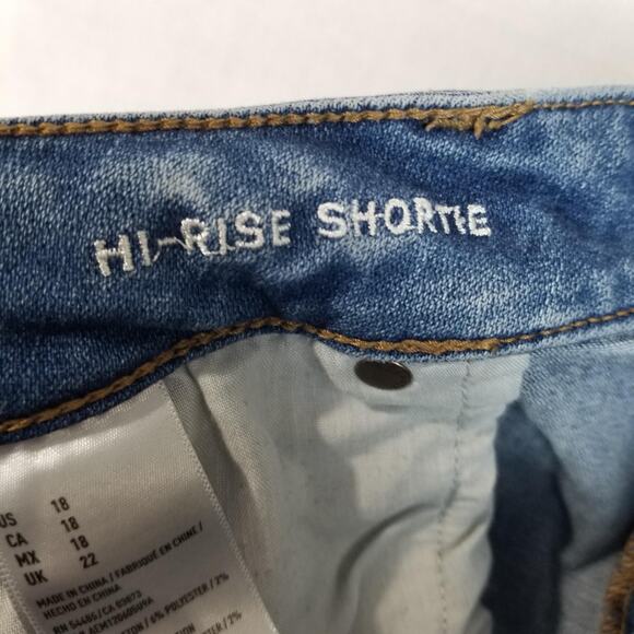 American Eagle Shorts Womens 18 Hi-Rise Shortie Super Stretch Distressed Denim - Picture 4 of 8